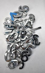 Lot of 39 Polished Chrome Automotive Adhesive Numbers Assorted Styles Decor