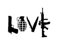 LOVE Spelled With Guns 2nd Amendment Decal Sticker USA Seller