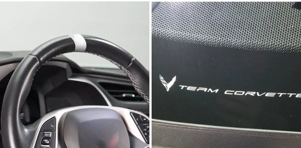 C8 Corvette COMBO/ARCTIC WHITE STEERING WHEEL AND TEAM CORVETTE VINYL STRIPES
