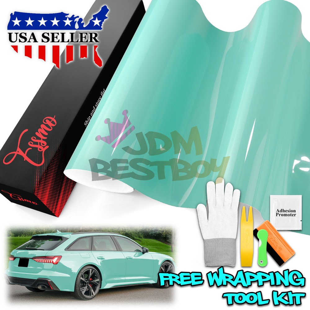 PET Super Gloss Sagano Green Vehicle Vinyl Wrap Decal Sheet Film Like Paint