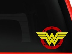 Wonder woman superhero Logo symbol car truck laptop decal sticker 6″ red/Yellow