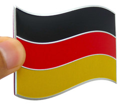 METAL Wavy German Flag Sticker Decal Emblem Bumper Sticker Auto, Truck Germany