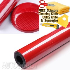 24″ x 60″ HIGH GLOSS 5D Red Carbon Fiber Vinyl Wrap Air Bubble Free 2ft x 5ft 6D