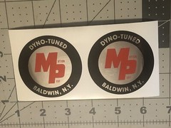 Motion Products Chevrolet Round MP Decals On Chrome 2 1/2” Set 2