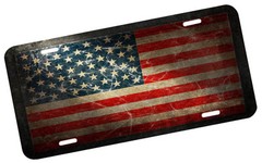 Weathered American Flag License Plate Automotive .40 Alum. Hi-Quality