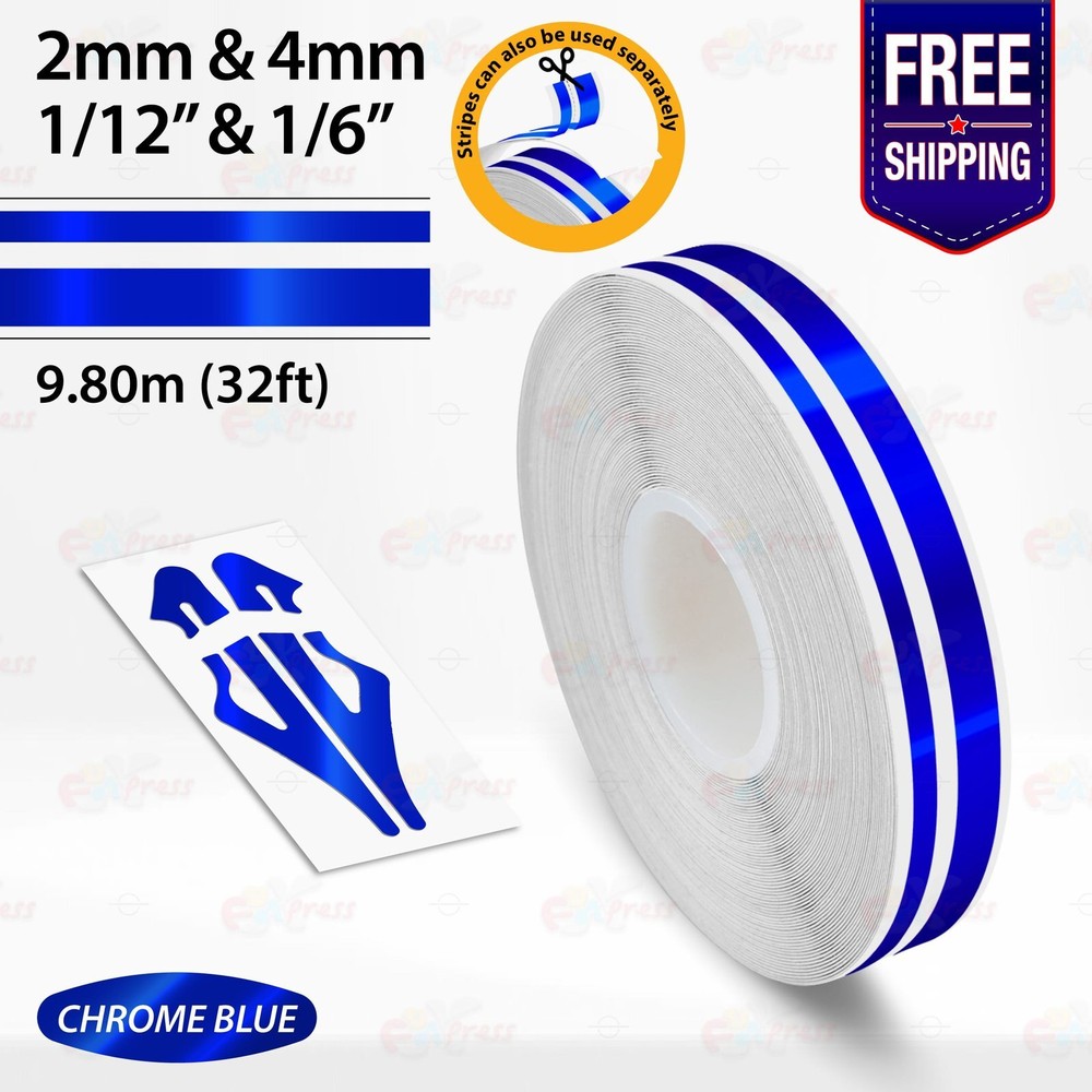 CHROME BLUE PIN STRIPE Car Model Motorcycle Decal Adhesive TAPE Vinyl Sticker