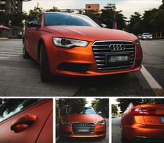 50FT x 5FT Metallic Matte Chrome Vinyl Whole Car Wrap Sticker Bubble Free Orange