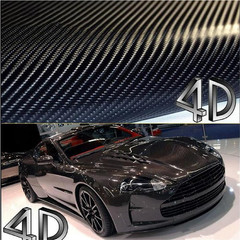 Carbon Fiber Vinyl Wrap Sticker 4D Black Bubble Free Self-Adhesive 12×60 Inches