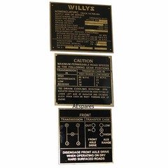 Brass Black Dash Data Plate 3 Unit For Jeeps Willys Ford CJ2A CJ3A CJ3