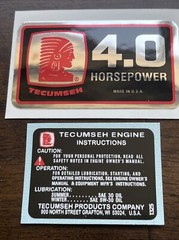 Tecumseh Engine-decals H40 V40 minibike Tiller Mower Chrome Set 2