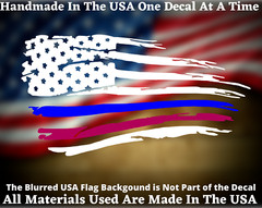 Thin Blue & Red Line Distressed American Flag Decal Sticker USA Seller