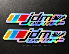 x2 JDM Kanji Japanese Racing Stripes Holographic Sticker Decals 5″ Inches