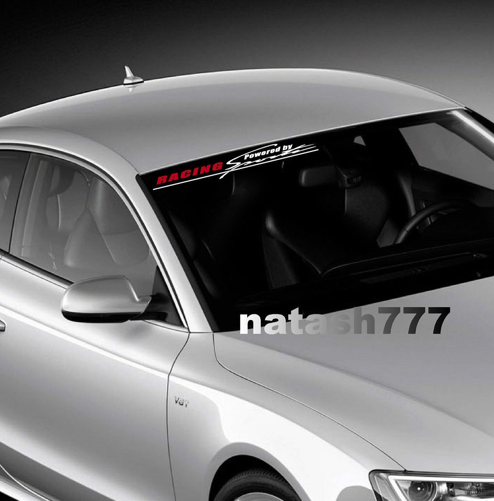 Racing Powered by Sports Windshield Vinyl Decal Sticker Performance Car Truck