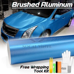 Premium Light Blue Brushed Aluminum Steel Vinyl Wrap Sticker Film Decal Air