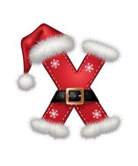 Letter X Sticker (2 Inch) Christmas Holiday Santa Hat Belt Snow Flake !