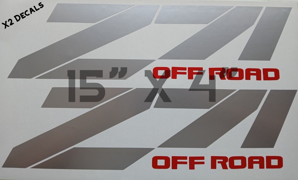 Z71 4×4 Off Road Sticker Vinyl Decal Fits Chevy Truck Silverado 1500 SILVER/RED