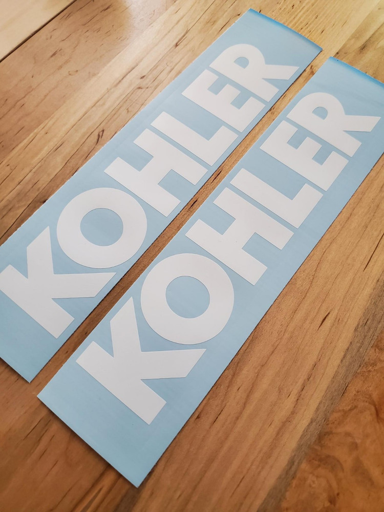 KOHLER mower generator Decals Stickers Gloss White 8″X1.75″ tractor (2) Fast US