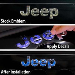 RAM 1500 Hood Emblem Overlay Decals L&R BLUE FIRE Fits 2019-2025 RAM Trucks