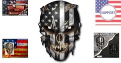 Durable American Flag Skull Decal with Glitter & Reflective Eyes – 6.5 Inch