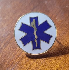EMT Collar Brass Lapel Pin Gold highlights 11/16 Medium Medical