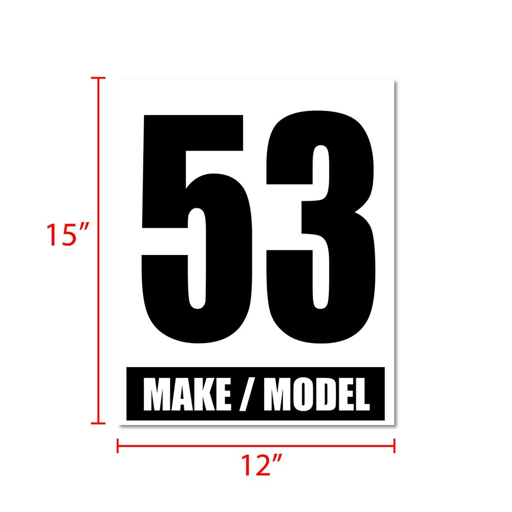 Custom Number Name Make Model Glossy Matte Sticker /Magnet Car Racing Door WH x2