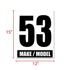 Custom Number Name Make Model Glossy Matte Sticker /Magnet Car Racing Door WH x2