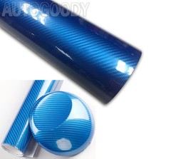 12″x60″ HIGH GLOSS 5D Blue Carbon Fiber Vinyl Wrap Air Bubble Free 1ft x 5ft 6D
