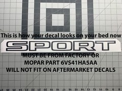 RAM 1500 DT “SPORT” BED DECAL ACCENT 2019 2020 2021 2022 2023