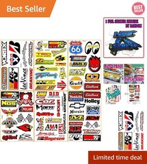 6 Multicolor Motorsport Vinyl Decals – Waterproof Car & Motorcycle Stickers