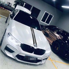 For BMW 1 3 4 5 X3 X5 X6 M3 M4 M5 M6 Black Bumper Bonnet Rear Trunk Decals 2Pcs