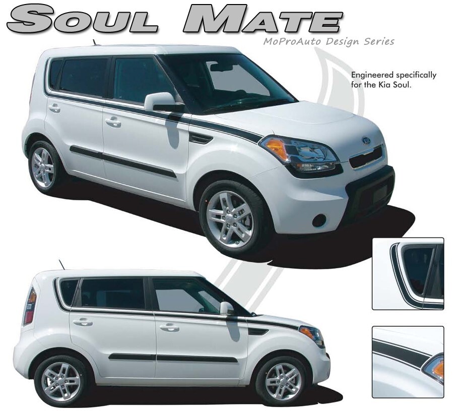 Solid Upper Door Body Side Stripe Vinyl Graphic Decal for Kia Soul by MoProAuto