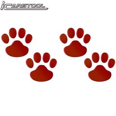 4 PCS 3D Red Dog Paw Car Decal Auto Bumper Window Laptops Decor Emblem Decal