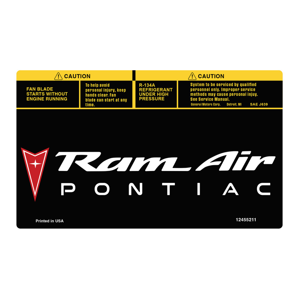 Ram Air Box Decal for 1998-2002 Pontiac Trans Am WS6 New Reproduction 12455211