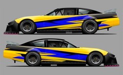 Red White & Blue Race Car Side Wrap Decals Late Model, Street Stock #61