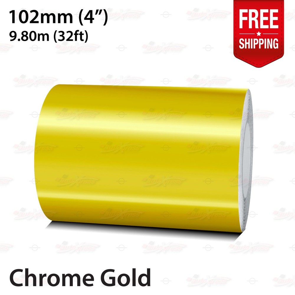 CHROME GOLD 4″ 102mm Roll PIN STRIPE Car Striping Line TAPE Decal Vinyl Sticker