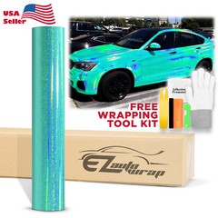 Holographic Glitter Teal Rainbow Chrome Car Vinyl Wrap Sticker Decal Sheet