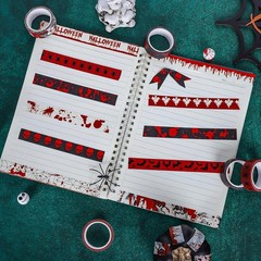 Whaline 12 Rolls Halloween Bloody Washi Tapes Blood Spatter red, black, white