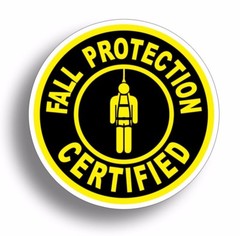 Fall Protection Certified Yellow Safety Sticker Hard Hat Helmet Decal Protect 3″