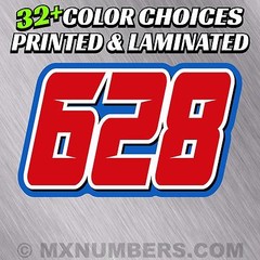 3 Custom Racing Number Plate Decals 4 Colors SX MX ATV Go Kart Dirt Bike Trial