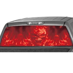 Sticker Skull Cool Decals Decoration For Car Pickup Rear Window Red Flood Flame
