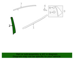 17-21 Honda Civic hatchback Left Rear Door Sash Garnish Assembly