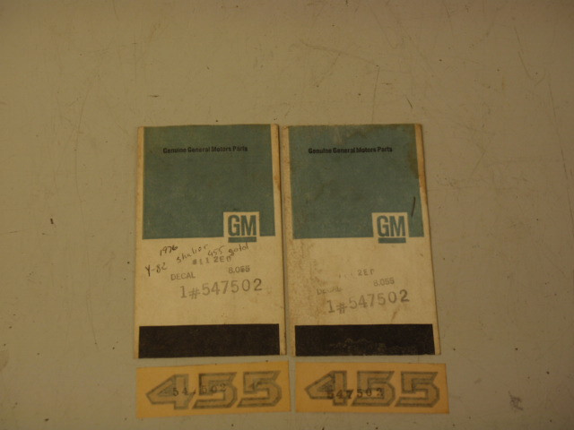 1976 TRANS AM SPECIAL EDITION NOS 455 SHAKER SCOOP DECALS PART # 547502