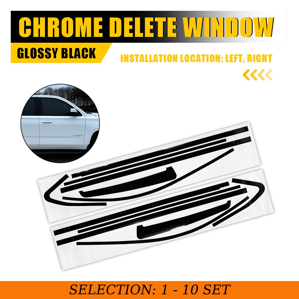 1-10Set Left Right Overlay for Chevrolet Tahoe 15-20 Window Overlay Gloss Black
