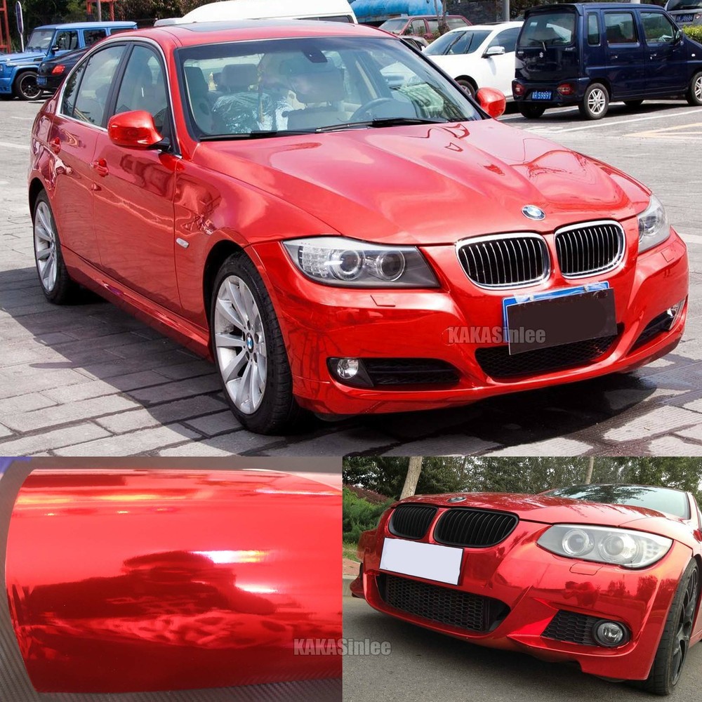 65FT Stretch Full SUV Car Wrap Red Mirror Chrome Metal Vinyl Sheet Sticker US