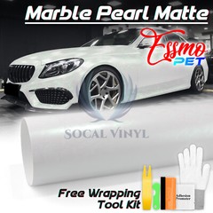PET Marble Pearl Matte White Green Car Vehicle Vinyl Wrap Decal Sheet Sticker