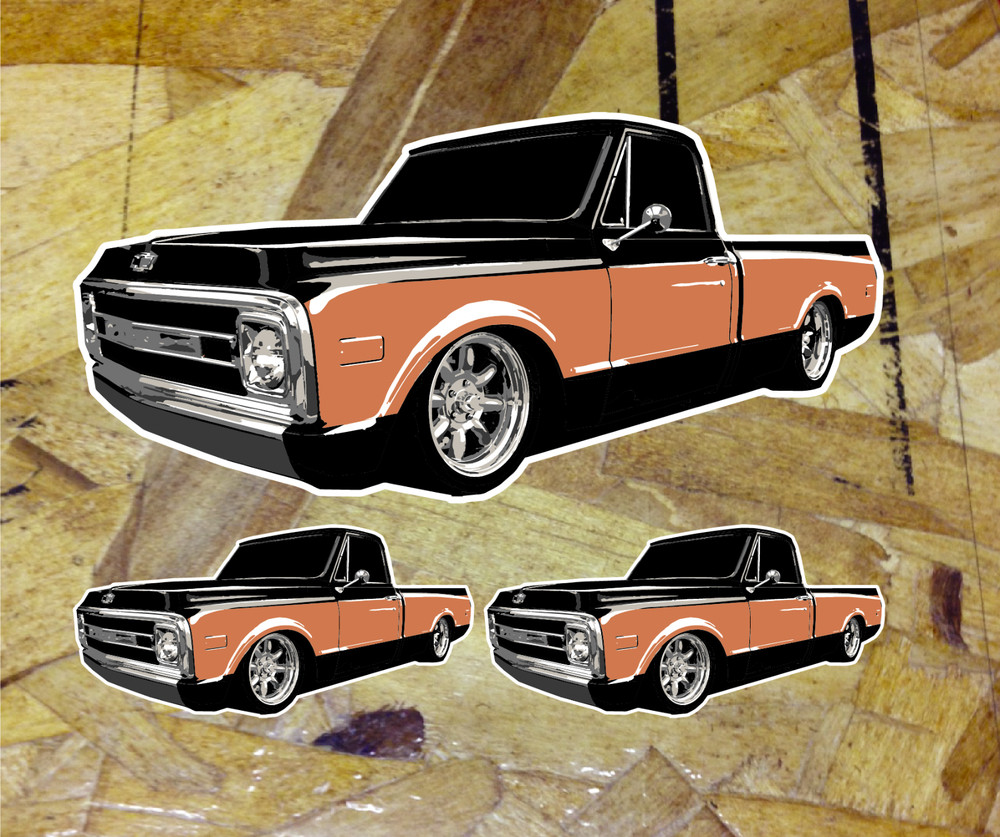 Chevy 2-Tone c10 1967 1698 19691972 Sticker Pickup Truck Roundbody Window Decal