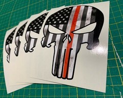 THE PUNISHER AMERICAN FLAG & THIN RED LINE SKULL FULL COLOR STICKERS
