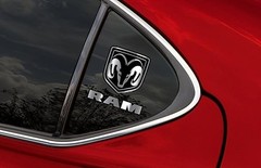 Chrome Ram Head and Script Decals – 4″x4″ & 5″x1″ – Two Decals – Windows, Doors