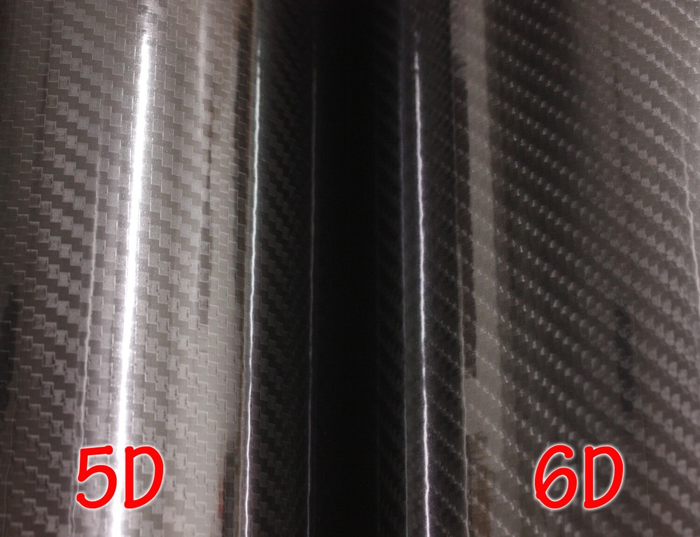 Gloss Glossy 5D 6D Carbon Fiber CF Black Vinyl Car Wrap Sticker Decal Film Sheet