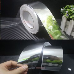 Bubble Free Glossy Silver Mirror Chrome Vinyl Tape Wrap Sticker 2″ Wide – CF